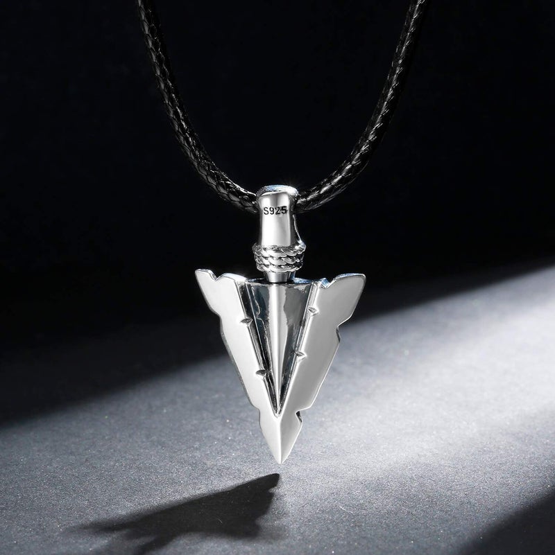 MANBU Sterling Silver Urn Necklace for Men: Arrowhead Memorial Pendant Cremation Ash Jewelry Bereavement Keepsakes Gift for Loss of a Loved One (style 1) - Image 4